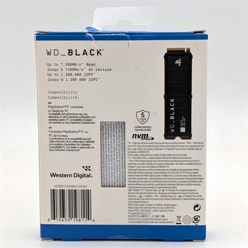 WD Black SN850P NVMe SSD - 4TB - Complete In Box - Playstation 5 Accessories - SNR 25070U801167 (B Grade) (Used)